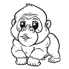 Vector illustration of Gorilla Cartoon - Coloring book for kids
