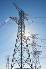 Power line and clear sky