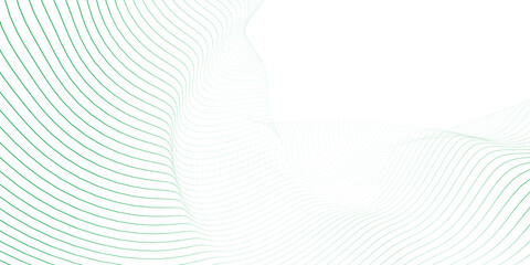 White abstract background and green line wave 