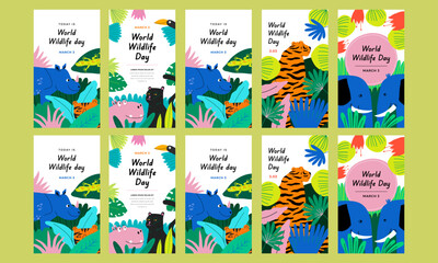 world wildlife day vector social media stories vector design