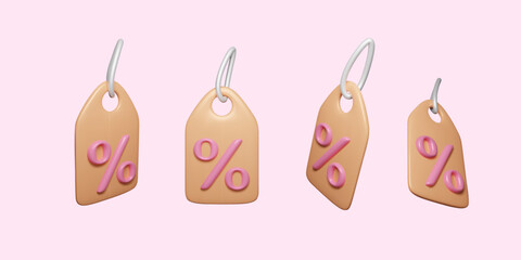 3D price tag set. Shopping and sale promotion