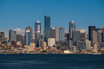 Fototapeta na wymiar Seattle Waterfront Taken From A Ferry Boat