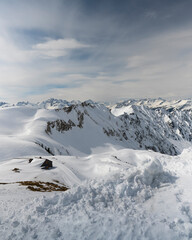 White sunny snow mountain landscapes