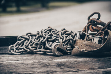 Chains and towing straps; labor jobs, industrial steel tools for hauling and working construction...