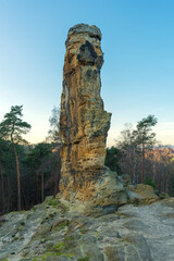 Fototapeta na wymiar Fascinating rock formations in the Klusberge near Halberstadt in Germany