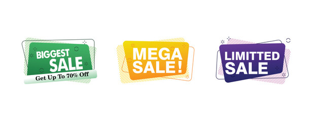 Sale Offer Tags With multi shapes and colors vectors for business.