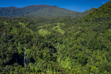Fototapeta na wymiar Drone view of Sekumpul waterfall in North Bali in Indonesia