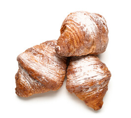 Delicious croissants isolated on white background