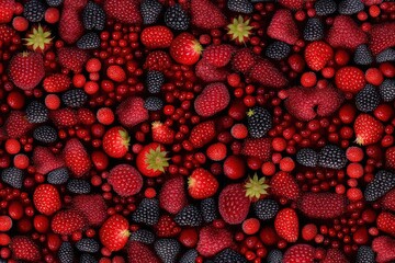 red fruits blended top view illustration generative ai - obrazy, fototapety, plakaty