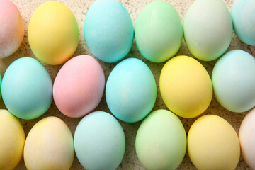 Painted Easter eggs as background, closeup