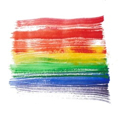 Rainbow Watercolour stripes pride lgbt background. Textured artistic abstract isolated spot. 
