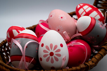 a texture of colored Easter eggs, in the Easter season 2023
