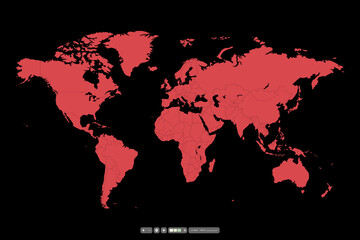 World map night lights. Continent africa, antarctic, asia, europe, america, australia vector detailed illustration