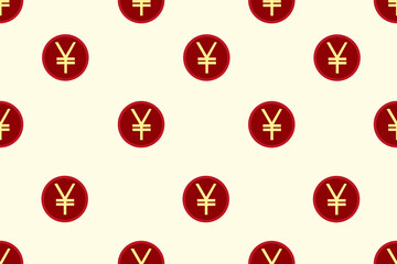 Seamless pattern with a Chinese coin. Concept of saving money and accumulation. Endless background with Chinese currency. 