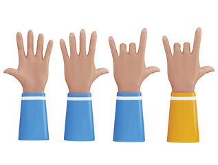 Obraz premium Character hand Set with 3d vector icon illustration