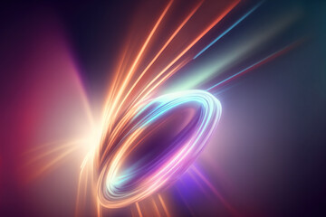 Abstract colorful spinning light beam background , Generative AI illustration