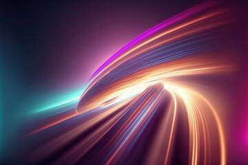 Abstract colorful spinning light beam background , Generative AI illustration