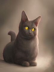 Chartreux Cat Portrait, Generative AI