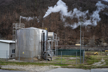 Geothermal plant facility in a medical recovery mountain resort. - 569127841