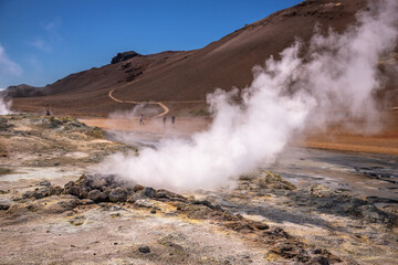 The Námafjall Geothermal Area is located in Northeast Iceland, on the east side of Lake Mývatn.
