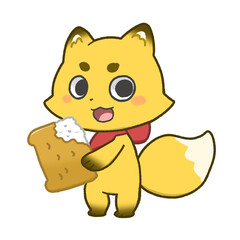 稲荷寿司を食べる狐