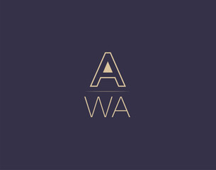 AWA letter logo design modern minimalist vector images - obrazy, fototapety, plakaty