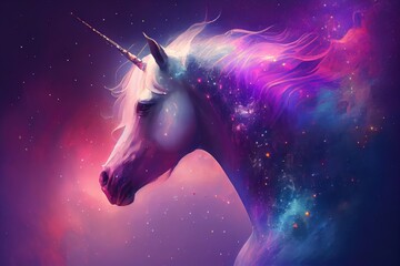 Naklejka na ściany i meble unicorn with colours made with generated ai
