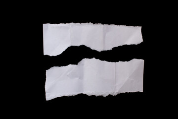 Set of torn paper piece isolated on black background. Ripped papers.