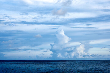 Obraz premium Beautiful clouds sunset light on blue sky with pink hues in asia on Bali island