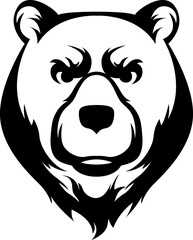 Head of bear. Abstract character illustration. Graphic logo design template for emblem. Image of portrait.