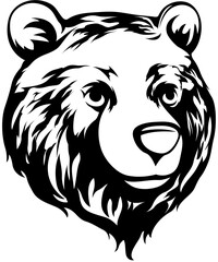 Head of bear. Abstract character illustration. Graphic logo design template for emblem. Image of portrait.