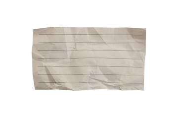 Crumpled paper on transparent background, png lined or striped paper photo