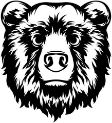 Head of bear. Abstract character illustration. Graphic logo design template for emblem. Image of portrait.