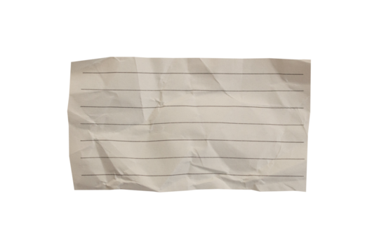 Crumpled paper on transparent background, png lined or striped paper photo