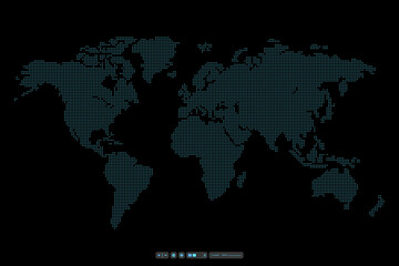 World map night lights. Continent africa, antarctic, asia, europe, america, australia vector detailed illustration