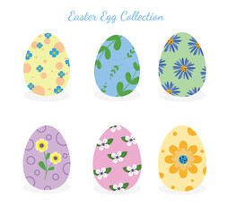 Set of Easter eggs with flower shell.