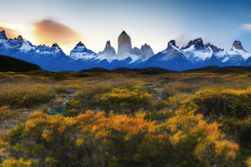 sunrise in the mountains a single cloud on blue sky cold winter moment