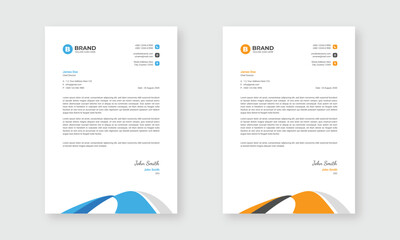 Professional letterhead design template with cyan, blue, yellow and orange color combination. A4 business letterhead design layout.