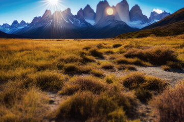 autumn in the mountains beautiful sunlight through paine