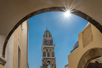 Bell tower of the Church of Saint John the Baptist in Fira