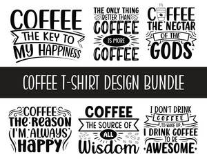 Sets of typography design for poster, banner and t-shirt design. Coffee typography t-shirt design bundle
