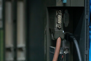 Industrial connector connecting to the PLC CPU unit, Automation System in industrial.