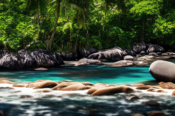 waterfall in the jungle in paradise