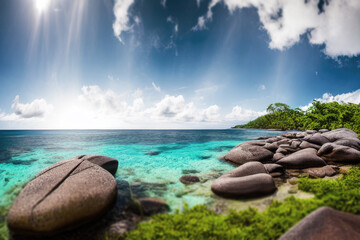 tropical paradise island dramatic skies