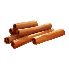 Cinnamon Sticks Isolated Detailed Hand Drawn Painting Illustration