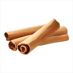 Cinnamon Sticks Isolated Detailed Hand Drawn Painting Illustration