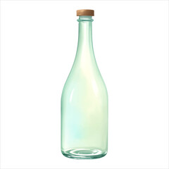 Empty Bottle Isolated Detailed Hand Drawn Painting Illustration