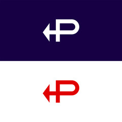 Obraz premium HP, P Initial Letter, and Arrow Logo.