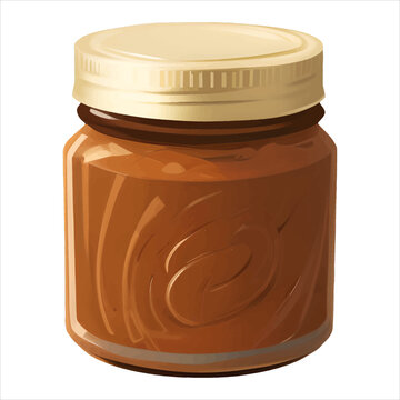 Peanut Butter Jar Isolated Detailed Hand Drawn Painting Illustration