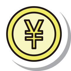ステッカー風ビジネスアイコン　円コイン